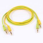 2Pcs 1M Length 3.5mm Male to 3.5mm Male Plug Audio Extension Cable Yellow Green