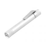 Pen Design Silver Tone Alloy Shell White LED Light Flashlight Torch