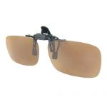 Unisex Dark Brown Rectangle Flip Up Clip On Polarized Sunglasses