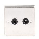 Dual 6.35mm 1/4 Female Socket Audio Connector Wall Mount Plate Panel