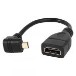 Black 90 Degree Angle Micro HDMI Male to HDMI Female Adapter Cable