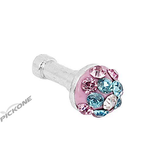 Pink Blue Rhinestone 3.5mm Earphone Ear Cap Dust Plug for iPhone iPad