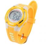 Lady Round Dial Adjustable Wrist Band Water Resistant Digital Watch Yellow