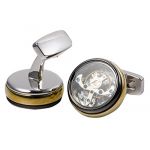 Black Gold Round Rotating Tourbillon Movement Mechanical Watch Cufflinks French Cuff Links