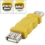 USB 2.0 Male to Female Connector Adapter Yellow for Cable