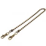 Double lobster clasp end bead keyring keychain 50cm long bronze tone