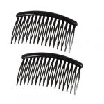 Women 16 Teeth Black Plastic Comb Hair Pin Clip 3.1 Long 2 Pcs