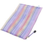 A4 Striped Pattern Sheer Zipper Stationery Paper File Bag - Purple
