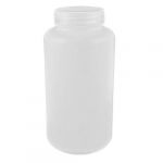 Laboratory Double Cap Leakproof Plastic Widemouth Bottle Clear White 1000mL