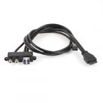 Dual USB3.0 Type A Female to 20 Pin Header HD Audio Cable - Black