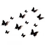 12 Pcs 3D Butterfly Purple Stickers Making Stickers Wall Stickers Wall Stickers / Wall Decors / Wall Art / Wall Decorations (Black)