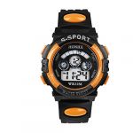 Unisex Quartz Watch Waterproof Dual-time Men's Women's Sport Digital Quartz Orange Wrist Watch with Date /Alarm /Timer Resin Strap