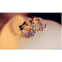 1 Pair Beautiful Fashion Women Lady Elegant Crystal Rhinestone Ear Stud Earrings