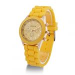 Unisex Geneva Silicone Jelly Gel Quartz Analog Sports Wrist Watch Yellow