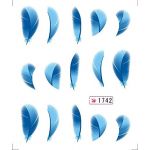 Sky blue feather pattern nail art water transfers nail stickers decals