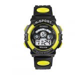 Unisex Quartz Watch Waterproof Dual-time Men's Women's Sport Digital Quartz Yellow Wrist Watch with Date /Alarm /Timer Resin Strap