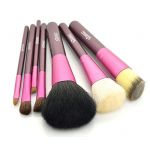 New Arrival Pro high quality 7 Pcs purple color goat hair makeup brushes sets kits with PU cylinder