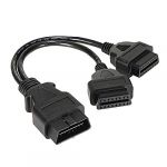ELM327 OBD2 Dual Female Y Splitter Extension Cable 16 Pin
