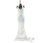 F12-B White Female Women Low-cut Evening Prom Dress 1/6 Scale Clothes POPTOYS
