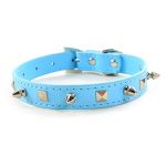 Blue color Bullet and Diamond Shape Nail PU Leather Collar for Dogs and Cats Size XS