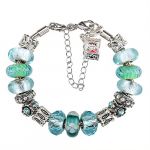 Chinese Zodiac Bracelets Crystal Glass Lampwork Murano European Style-Mint Green with Snake Pandent
