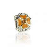 Environmentally Friendly Materials Beads with Austria Diamond Cloisonne to Fit Pandora/Troll/Chamilia Style Charm Bracelets-Orange