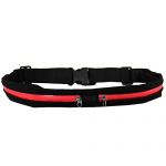 Fashionable water proof Sport Runner Zipper Pack Belly Waist Bag Fitness Running Belt double pockets in red color