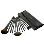 New 12 pcs Cosmetic Brush Facial Synthetic Hair Makeup Tools Brushes Kit with PU Pouch, black