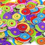 Pack of 50PCS Snail Buttons Colorful of Various Plain Round DIY 2 Holes Wooden Buttons for Sewing and Crafting