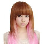 Lovely Lolita Women Lady Long Curly Wavy Hair Full Wigs Brown+Pink Cosplay Party