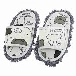 Home Pair Dust Floor Cleaning Mopping Slippers Shoes White Dark Gray
