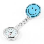 Portable Nurse Nursing Blue Smile Pattern Clip Chain Watch