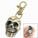 Bronze Tone Skull Shape Pendant Key Ring Quartz Watch