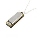  Silver Tone Metal Chain Necklace Style Mini Mouth Organ