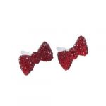 2 Pcs Bling Red Crystal Bow 3.5mm Anti Dust Earphone Ear Cap Plug for iPhone Samsung