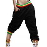 Allegra K Women Elastic Waist Stripes Detail Loose Jogging Trousers Black S