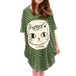 Allegra K Women NEW Style Cartoon Cat Panel Front Tunic Top Green XL