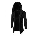 Allegra K Man Long Sleeve Open Front Regular Fit Leisure Hooded Coat Black M
