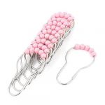 12 Pcs Cucurbit Shaped Pink Roller Shower Curtain Ring Hooks Hangers 12 Pcs Cucurbit Shaped Pink Roller Shower Curtain Ring Hooks Hangers
