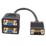 1 Male VGA to 2 Female VGA Splitter Cable Adapter