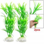 Green Plastic 6.7 Grass Fish Tank Aquarium Plants Decor 2Pcs