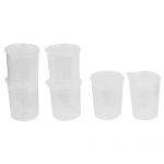 Plastic Lab 100mL Graduated Measuring Beaker Cup 6 Pcs Clear White