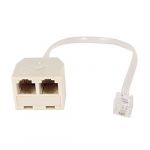 6P4C RJ11 Male to Female Two Way Telephone Splitter Converter Cable