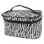 Travel Zebra Print Mirror Makeup Cosmetic Holder Bag Coffee Black White