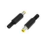 2Pcs 4.3 x 6mm Male DC Power Plug Jack Connector Black Yellow Silver Tone