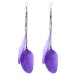 Women Jewelry Purple Double Feather Fish Hook Dangle Earrings