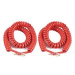2pcs RJ9 4P4C Plug Stretchy Coiled Telephone Phone Line Cable Red 2.5m
