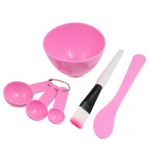 Cosmetic 4 in 1 DIY Facial Mask Bowl Brush Stick Measuring Spoon Pink
