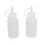 2 Pcs 100cc White Plastic Kitchen Oil Vinegar Squeeze Bottles w Cap