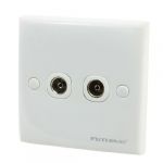 Bedroom PAL TV Television Aerial Socket Dual Outlet Wall Plate Panel